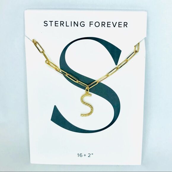 NEW Sterling Forever 14K Goldplated Initial S Pendant Necklace - Picture 4 of 8